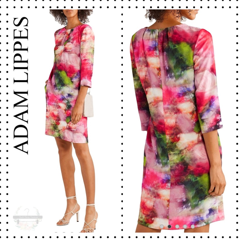 NWT Adam Lippes - Gathered Floral Print Crepe Dress 10